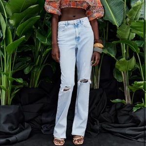 NWT Zara flared ripped slim fit jeans
